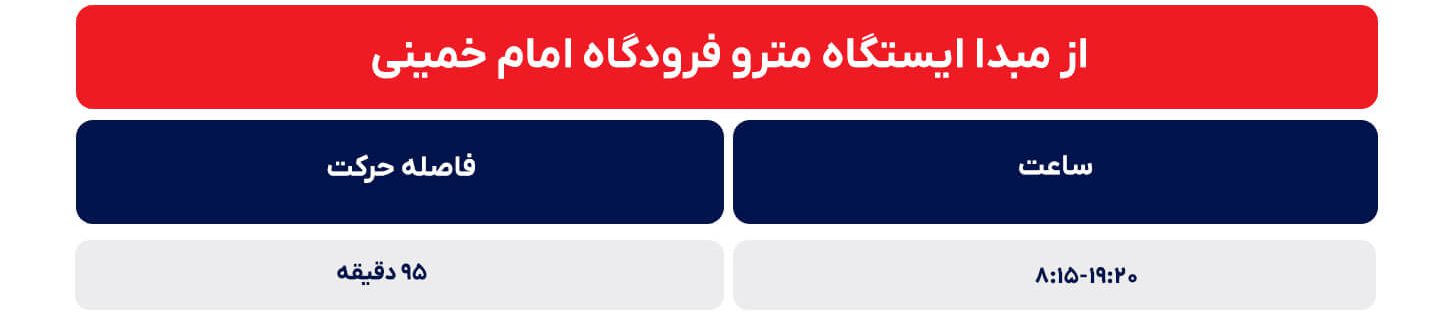 جدول زمانی حرکت قطارهای خط انشعابی فرودگاه امام خمینی – شاهد نقشه مترو تهران