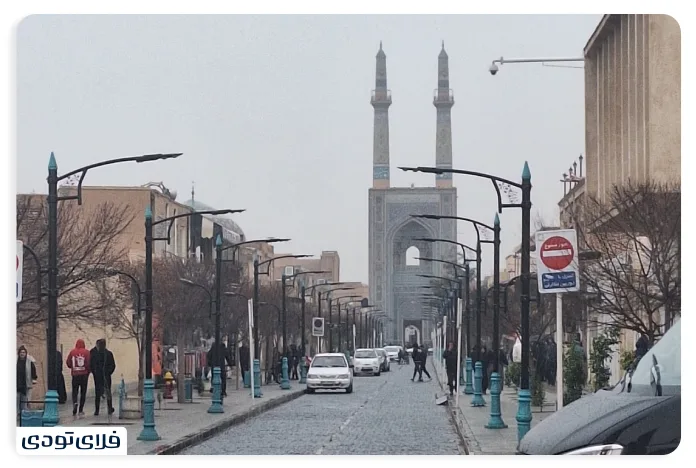 فاصله مسجد جامع یزد مبادی ورودی شهر